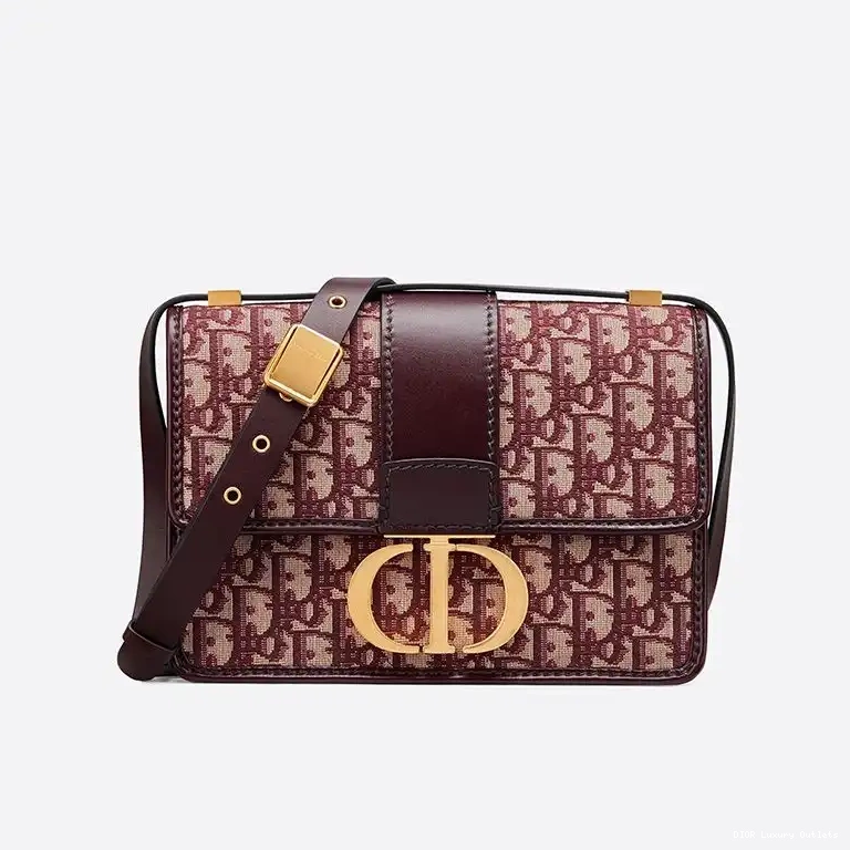 Bag 30 Motif Canvas Montaigne Burgundy Dior Oblique 0417 Luxury